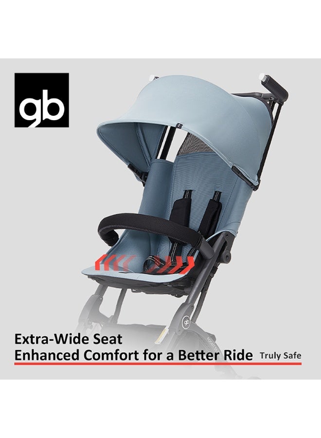 جي بي عربة أطفال gb Pockit+ متعددة الاستخدامات، فائقة الصغر وخفيفة الوزن، مناسبة للسفر للأطفال الرضع والصغار، متوافقة مع معايير أمتعة الطيران المحمولة، لون أزرق فاتح - Image 4